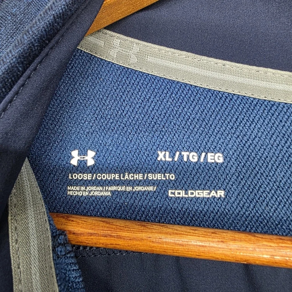 Under Armour Mens XL Cold Gear 1/4 Zip Pullover Blue Miller Light/ Walmart Spark